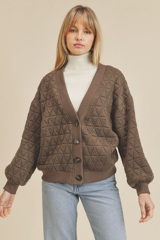 SALE - Easy Days Quilted Knit V Neck Jacket