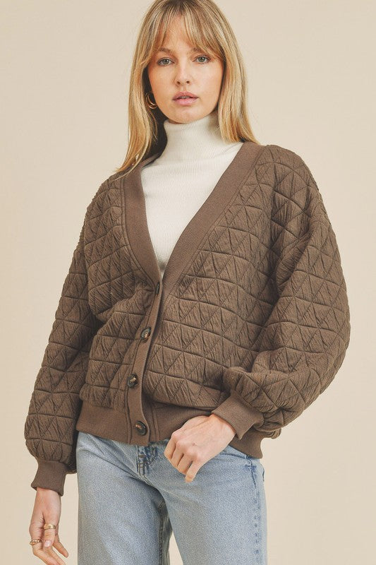 SALE - Easy Days Quilted Knit V Neck Jacket