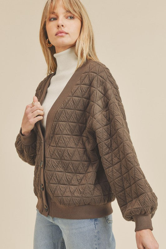 SALE - Easy Days Quilted Knit V Neck Jacket