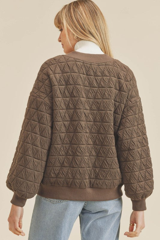 SALE - Easy Days Quilted Knit V Neck Jacket