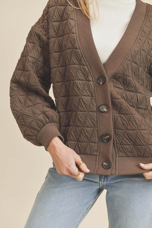 SALE - Easy Days Quilted Knit V Neck Jacket