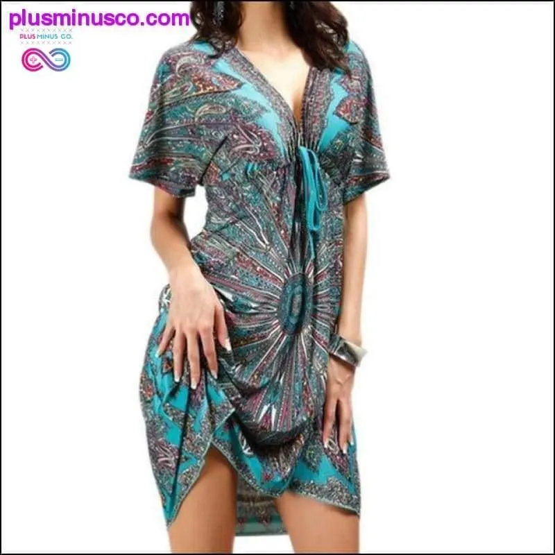 Sexy Summer Soft Women V Neck Flower Print Beach Dress