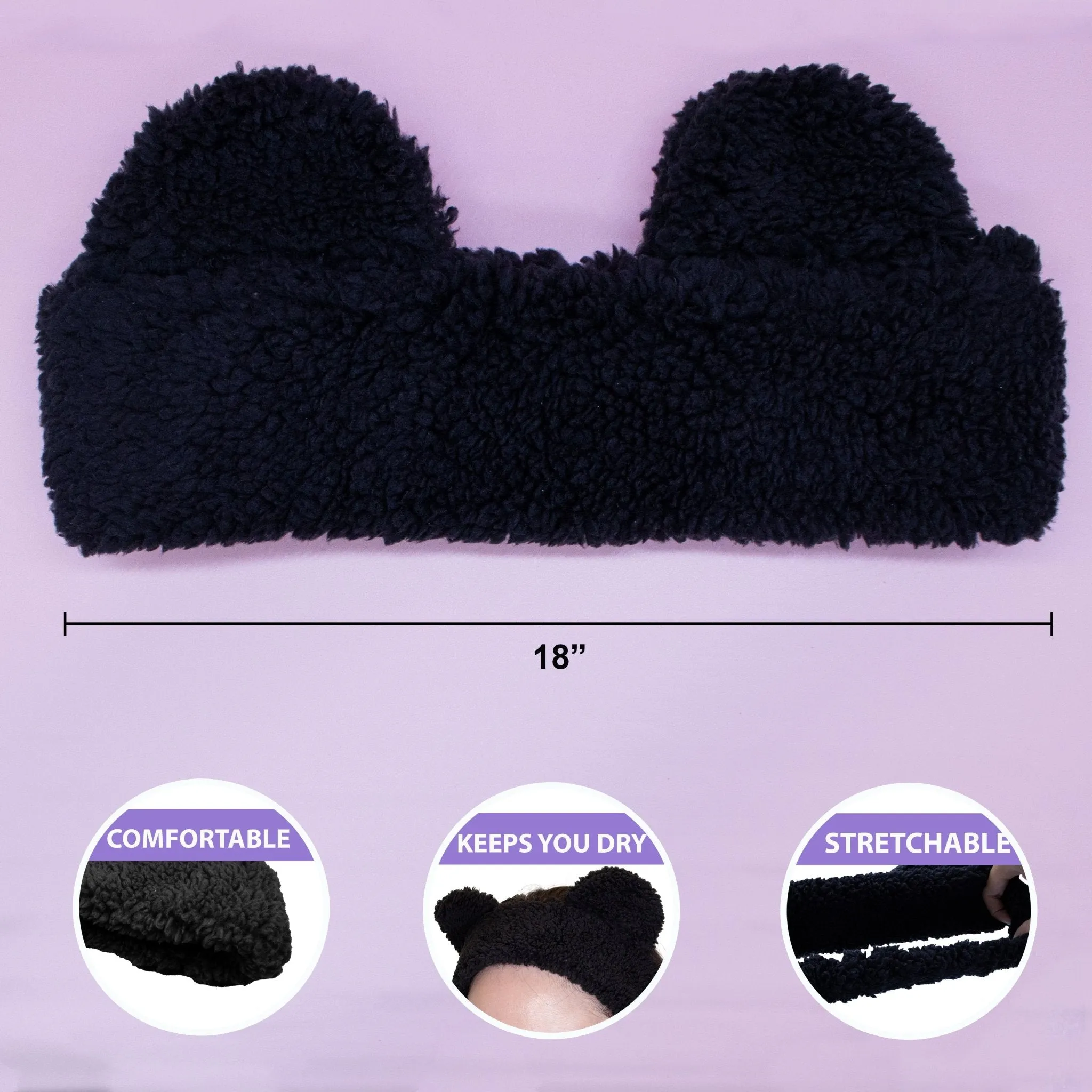 Teddy Bear Ear Spa Headband and Scrunchie Wristbands