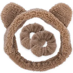 Teddy Bear Ear Spa Headband and Scrunchie Wristbands