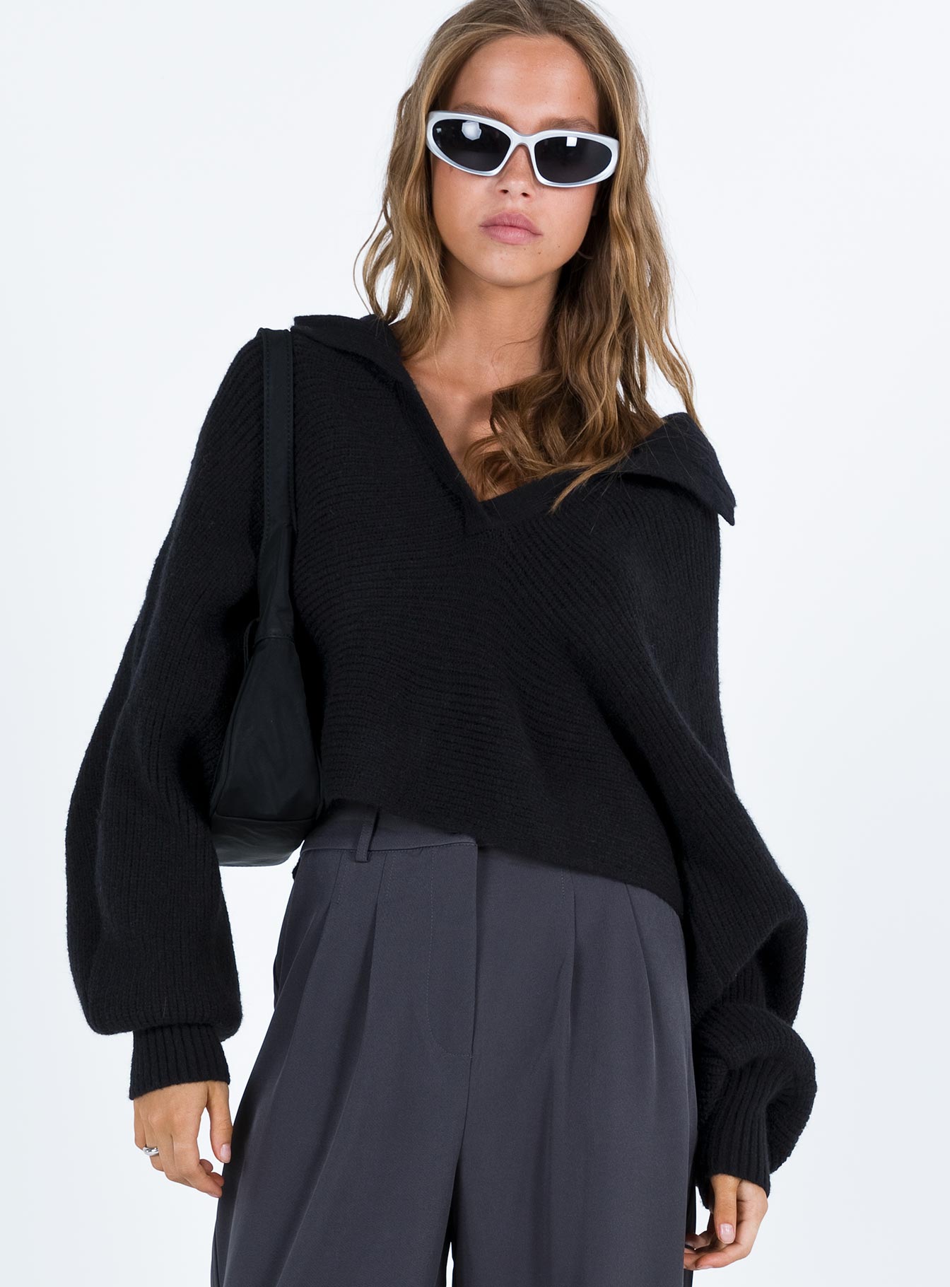 Tiara Cropped Sweater Black