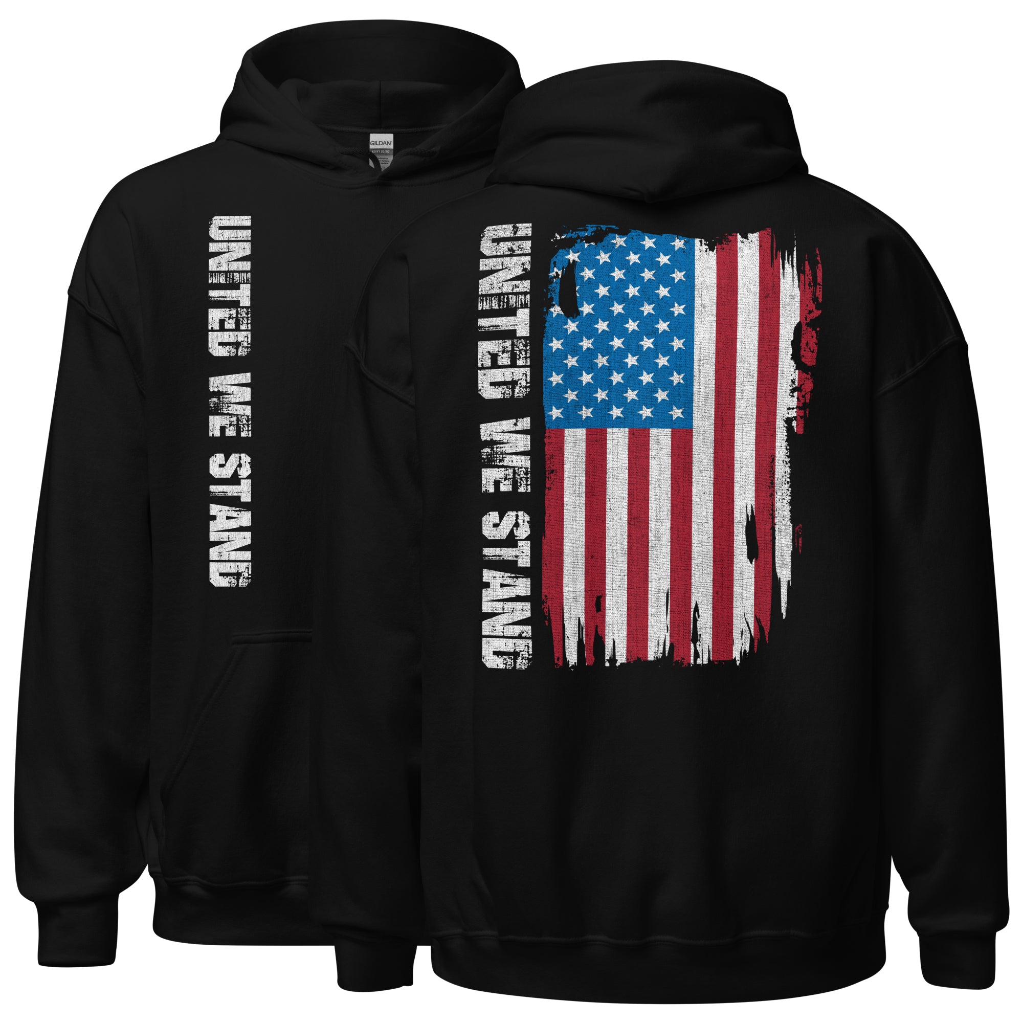 United We Stand Full Color American Flag Hoodie Sweatshirt