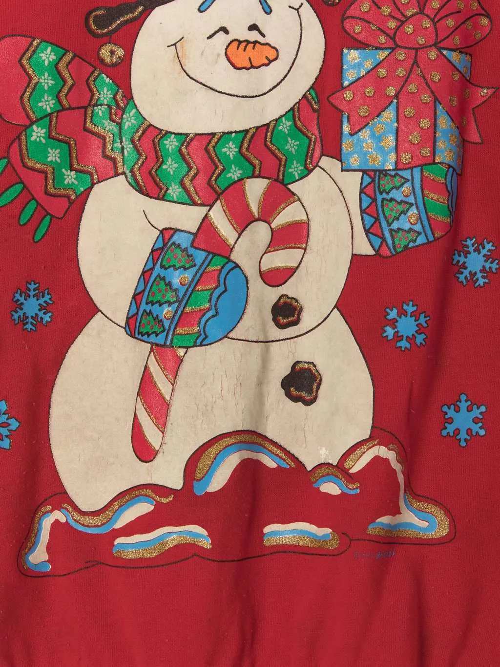 Vintage Christmas sweater feat. large snowman with snowman sleeves, Nutcracker 1980s – Small / Medium