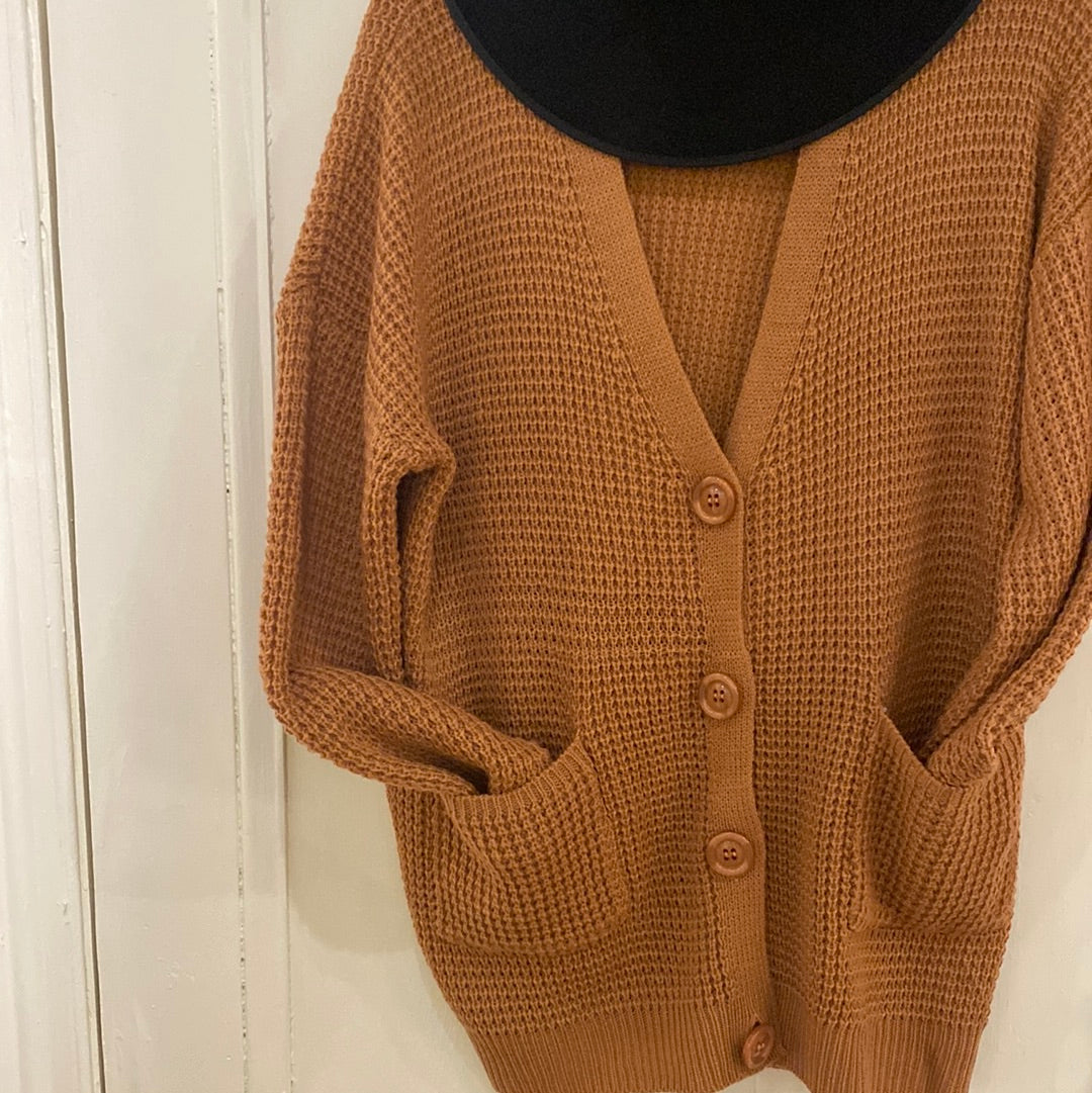 Waffle Button Down Sweater