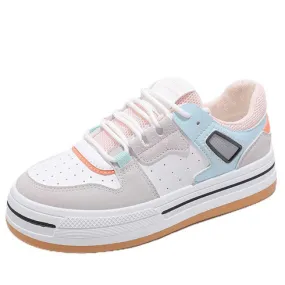 White casual multi color platform shoe sneaker