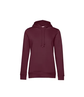 Womens/ladies organic hoodie burgundy B&C