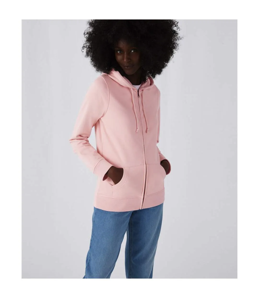 Womens/ladies organic hoodie soft rose B&C