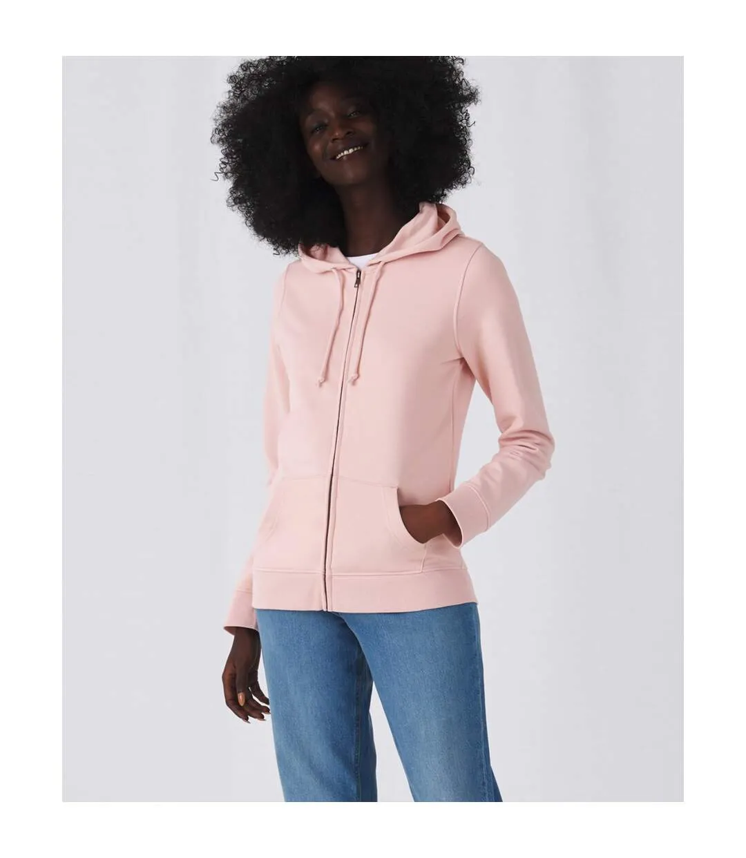 Womens/ladies organic hoodie soft rose B&C